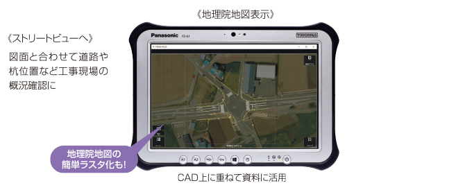 地理院地図表示やGoogleストリートビューへの表示も